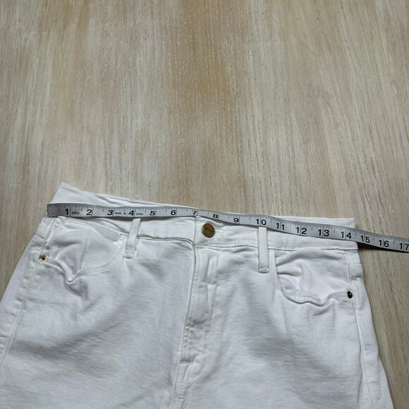 FRAME Le High Skinny Crop Jeans White Distressed Frayed Hem Stretch Denim 30 - Picture 7 of 16
